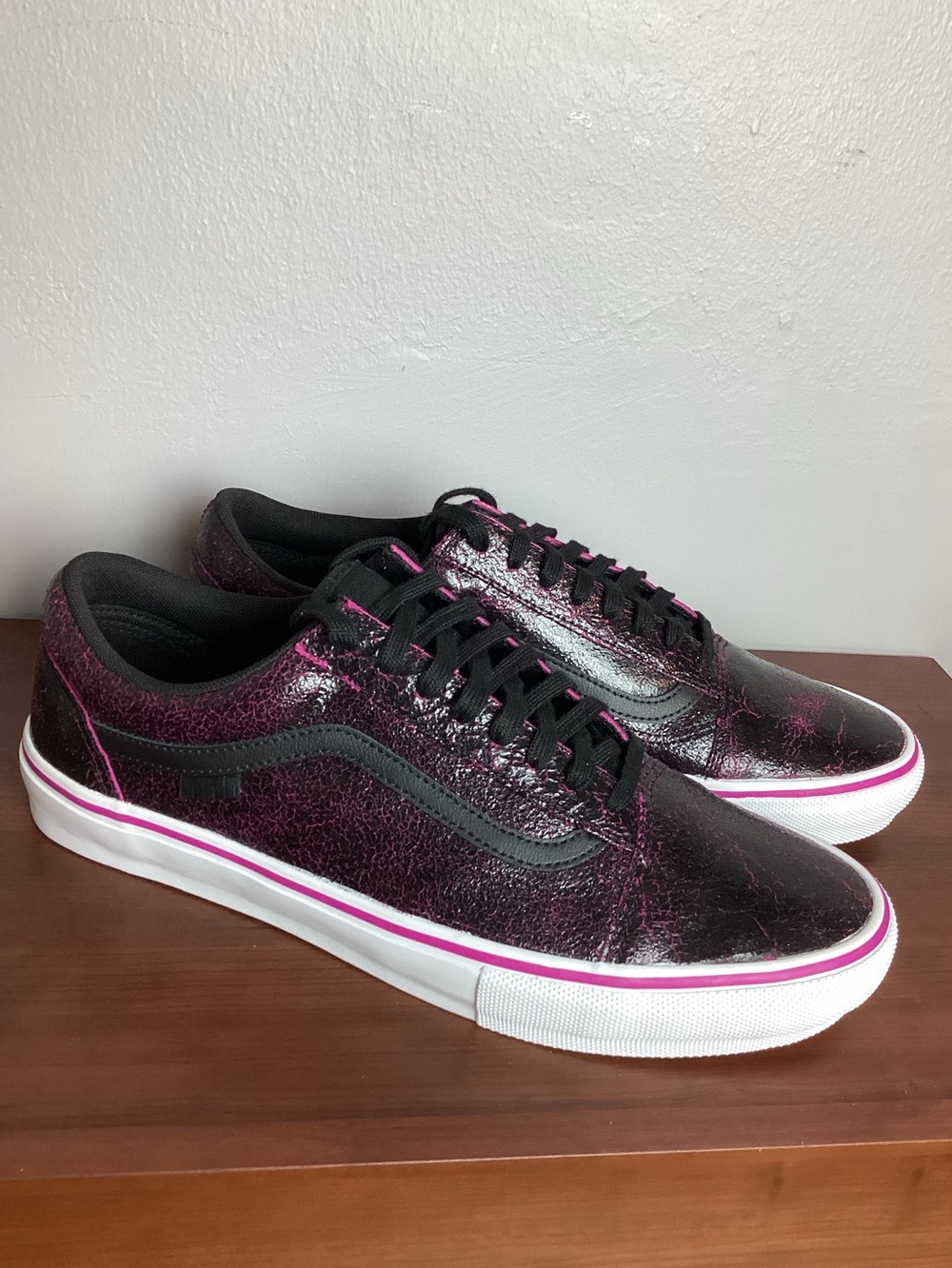 Vans Men’s Old Skool Sneakers in Black & Magenta Crackle Size 13